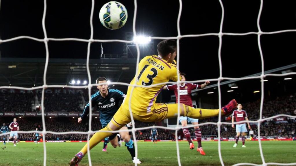 Eden Hazard scores Chelsea’s winner against West Ham United at  the Boleyn Ground in London. Photo: Clive Rose/Getty Images