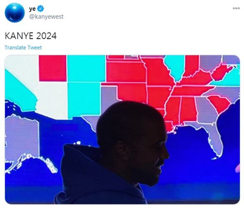 Kanye is looking to 2024. Photograph: Twitter