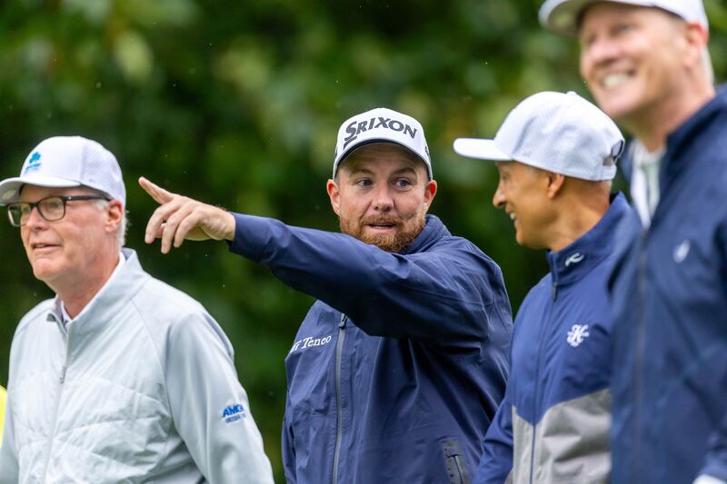 Shane Lowry with Kevin Lobo, CEO of Stryker. Photograph: Morgan Treacy/Inpho