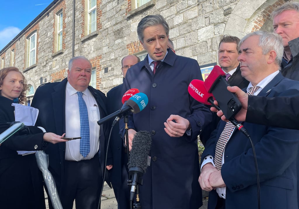 Tánaiste Simon Harris at Custume Barracks in Athlone, where he commented that Ireland's migration numbers are too high. Photograph: PA
