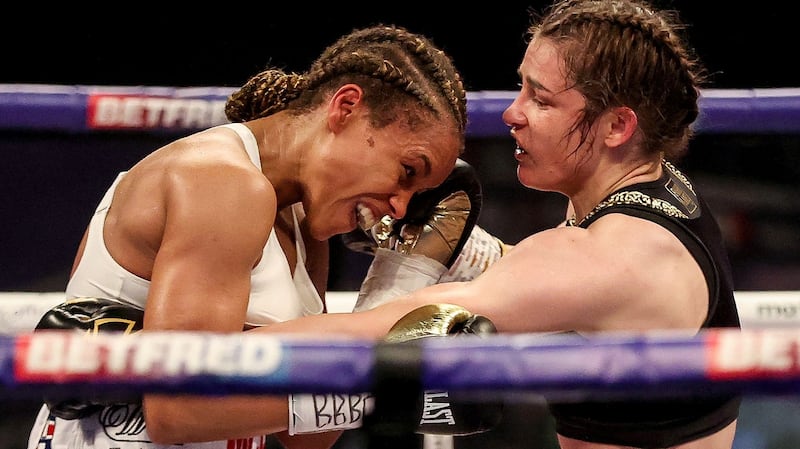 Katie Taylor during her victory over Natasha Jonas. She has lined up her biggest ever fight against Amanda Serrano next year. Photograph: Matchroom Boxing/Dave Thompson/Inpho