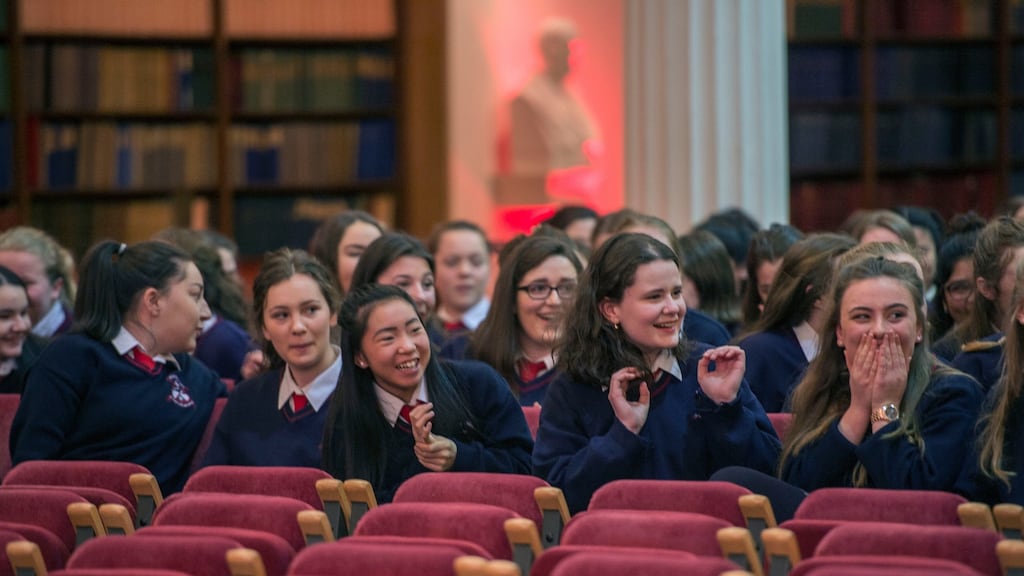 Pupils from St Mary’s College Arklow, winners of the Turner Huggard Cup. Photograph: Brenda Fitzsimons / The Irish Times