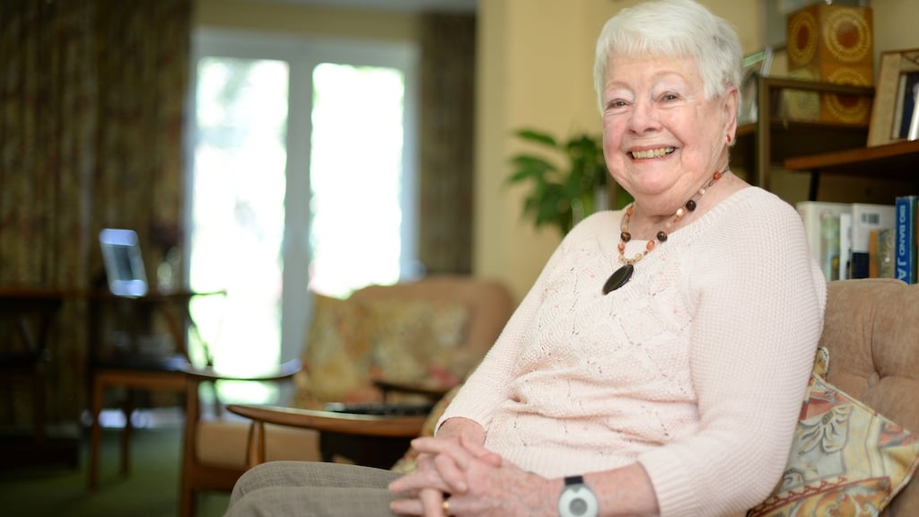 Phil Moore, the woman who Máire Geoghan-Quinn says is the reason she proposed the decriminalisation of homosexuality, pictured at home in Dartry, Dublin. Photograph: Dara Mac Dónaill