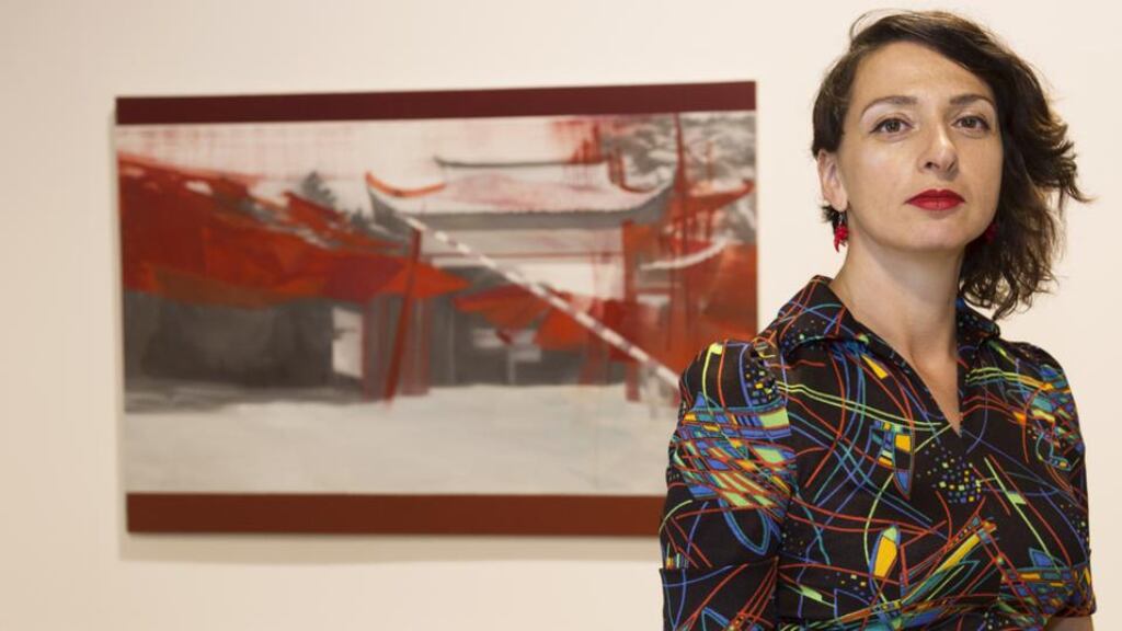 Russian artist Varvara Shavrova at her exhibition Borders, at the Shed. Photograph: Andrew Downes