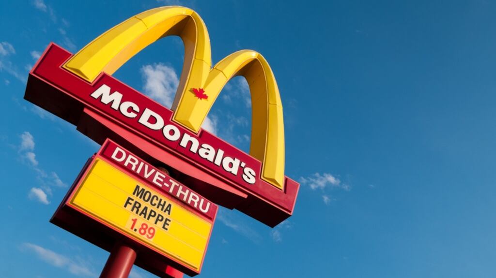 In the mid-morning incident at the Ennis branch of McDonald’s on June 7th last, the man ordered a double sausage meal with extra hash brown, extra sausage and milk. Stock photograph: iStock