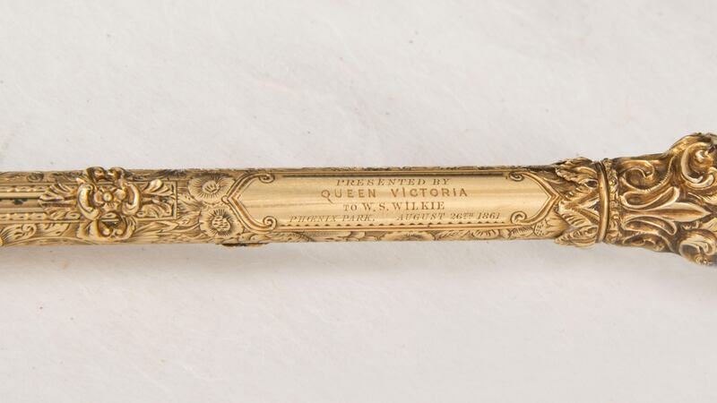 Gold pen presented by  Queen Victoria  to William Spalding Wilkie, the Phoenix Park’s  brilliant head-gardener-cum-bailiff, on her visit to Dublin in 1861