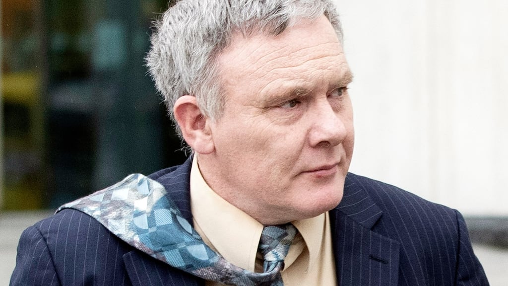 Garda Gerry Canty leaving court on Tuesday after giving evidence in the trial of Patrick Quirke. Photograph: Collins Courts