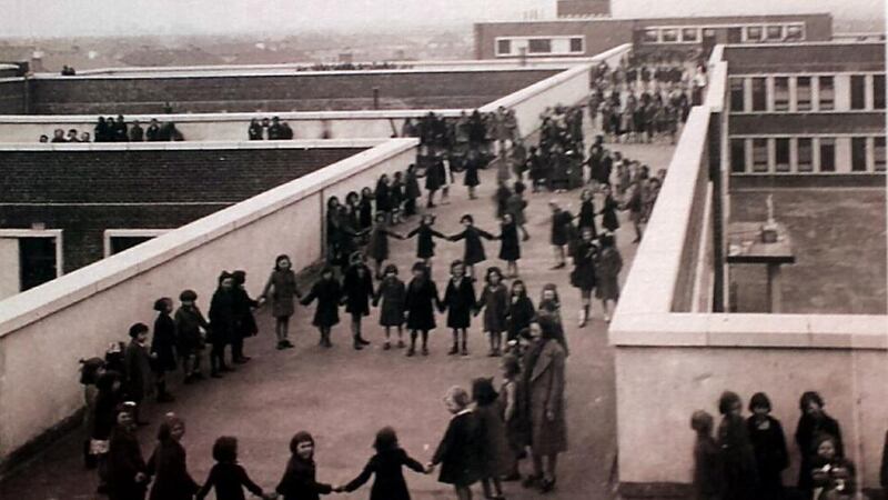 The rooftop area of St Agnes’s Primary School, Crumlin, in 1939, where children were dispatched during breaktime