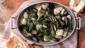 Mussels and clams in white wine and herbs