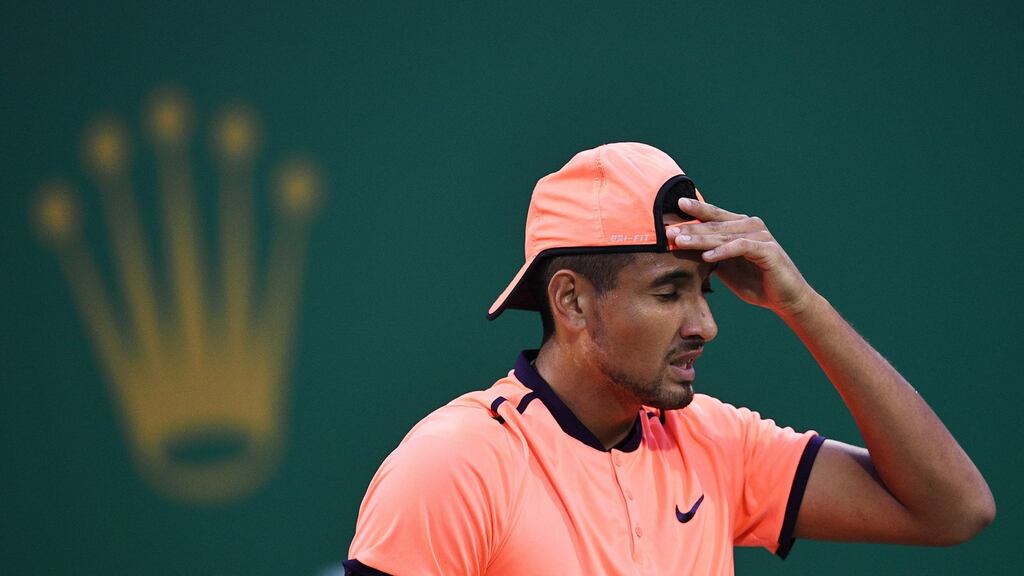 Nick Kyrgios has been banned for eight weeks by the ATP for his conduct at the Shanghai Masters. Photograph: Afp