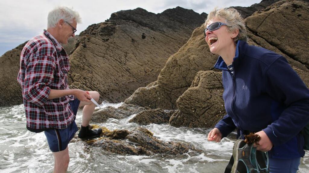 ‘When it comes to the marine, we’ve a pretty good record of selling off the family silver, or even giving it away.’ Above, John Fitzgerald takes Lorna Siggins on a seaweed foraging tour. Photograph: Valerie O’Sullivan