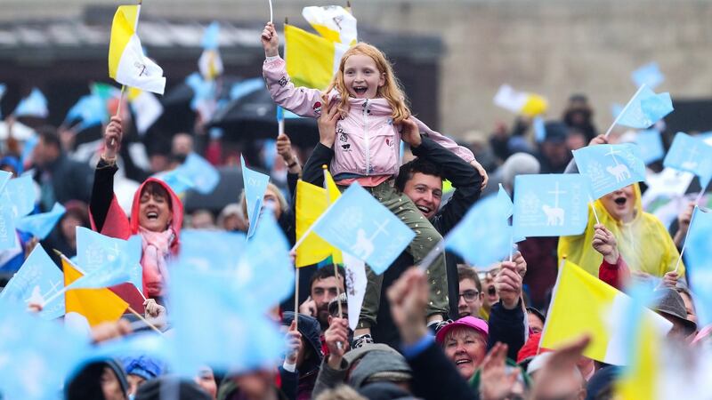 Some of the crowd who gathered in Knock. Photograph: EPA/WMOF2018/Maxwell Photography
