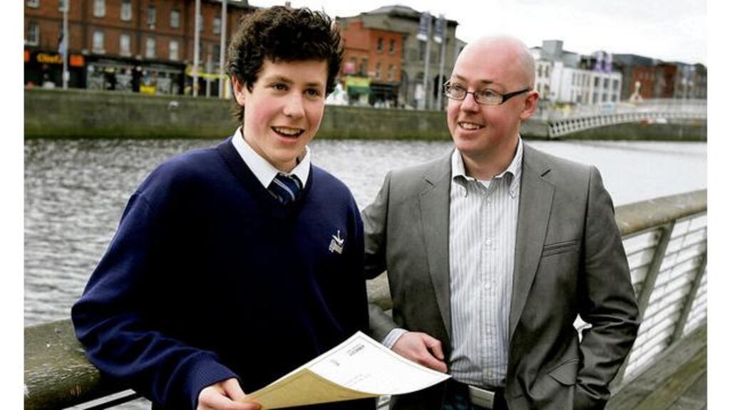 Do the write thing: Alex Owens, overall winner of last year's Irish Times/Amnesty International writing competition, with John Boyne, author of The Boy in the Striped Pyjamas.