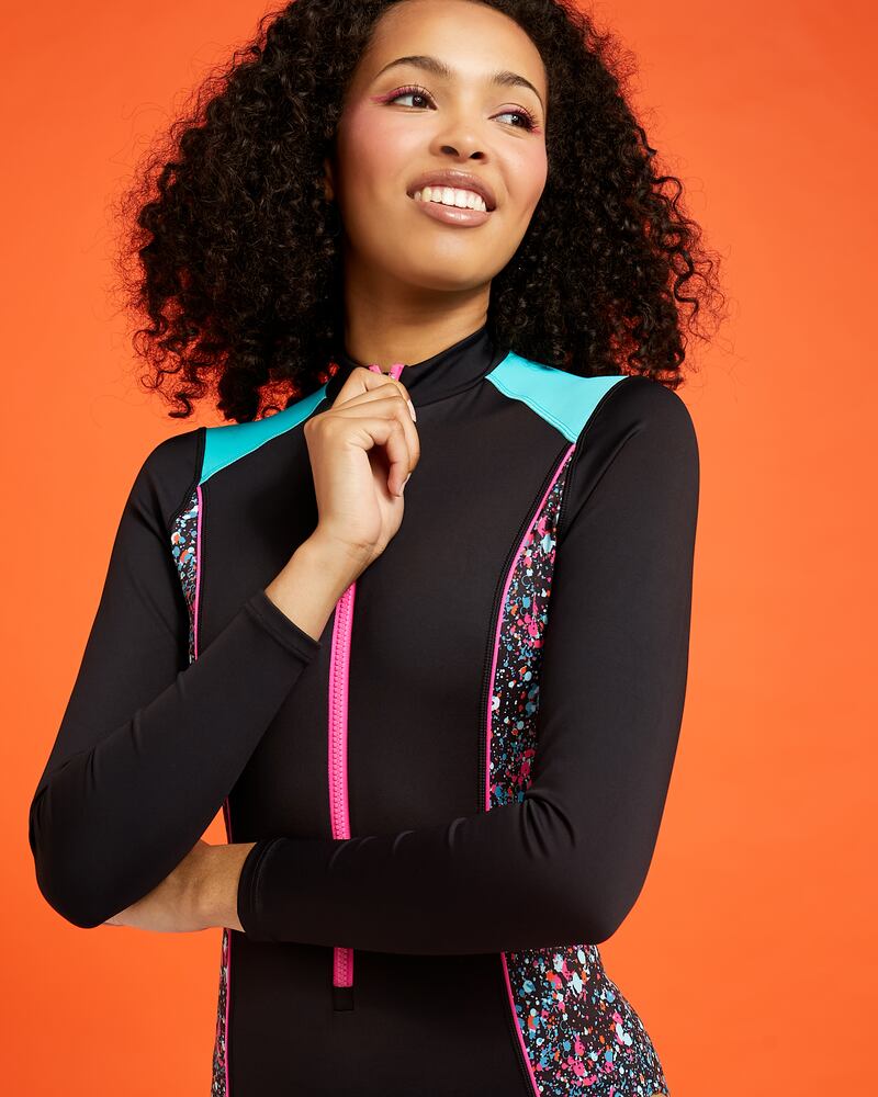 Long-sleeved zip swimsuit from Helen Steele's Acid Rain collection