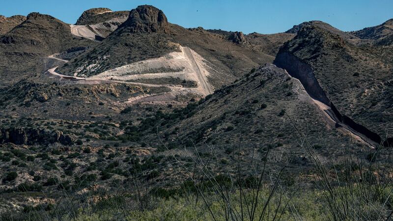 Cuts through the landscape in Guadalupe Canyon in southeast Arizona, where dynamiting crews were blasting hillsides up until Biden’s inauguration. Photograph: Adriana Zehbrauskas
