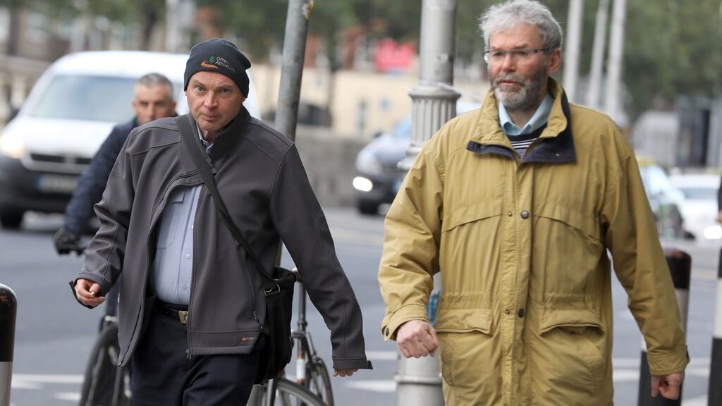 Garda Nicholas Keogh and John Wilson in Dublin after attending the Disclosures Tribunal in Dublin Castle. Photograph: Collins Photos