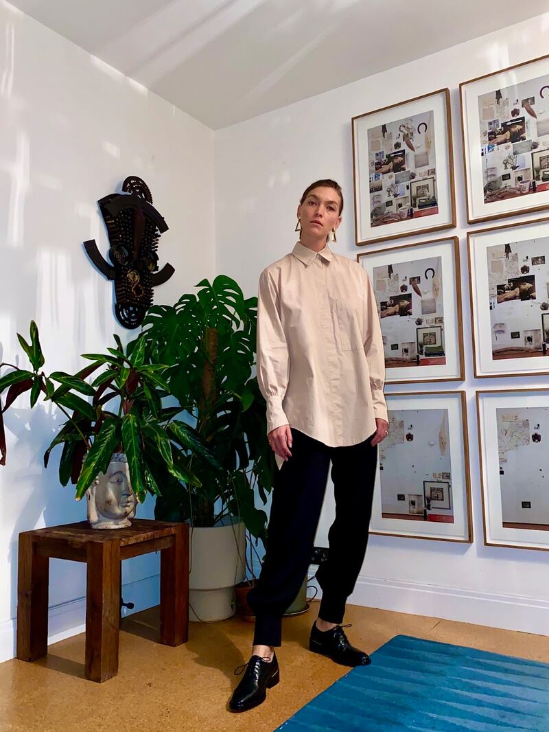 Arizona Muse trousers (€287), Mother of Pearl and blouse (€184.95), Mykke Hofman both from zalando.com.