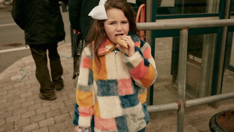 Abbie faux fur colour block coat, €160. Photograph: Ronan Gallagher