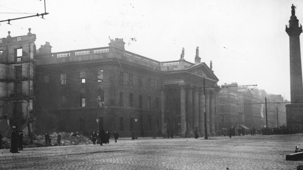 ‘Pádraig Pearse had just announced Ireland was summoning “her children” to the flag. But that was a figure of speech. Aged 18, Eliza Waldron, who was in the GPO on Easter Monday, was told to “run home to your mother”. ’As it happened, her natural mother was dead and her home was Dalkey, 10 miles away. So instead of running, she walked.’ Above, the ruins of the GPO, Dublin, May 1916. Photograph: Topical Press Agency/Getty Images