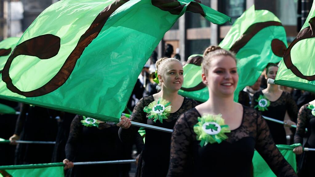 Participants in the St Patrick’s Day parade in central London on Sunday. Photograph: Peter Nicholls/Reuters
