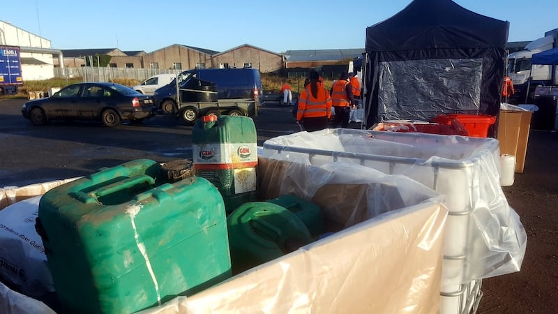 The EPA’s farm hazardous waste collection in Roscommon on Saturday. Photograph: EPA/Twitter