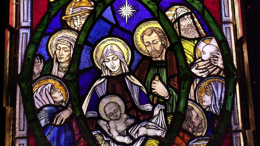 A stained glass window commissioned for the House of Prayer in Achill Sound. The retreat, founded by Christina Gallagher, a self-proclaimed Marian visionary, denies the claims. Photograph: Brenda Fitzsimons