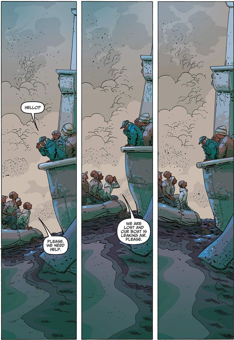 Illegal: Eoin Colfer, Andrew Donkin and Giovanni Rigano were inspired by an article about a boat disappearing in the Mediterranean