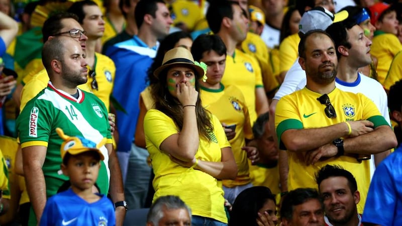 Brazil fans speechless at Estadio Mineirao in Belo Horizonte. Photogrpah: Michael Steele/Getty Images