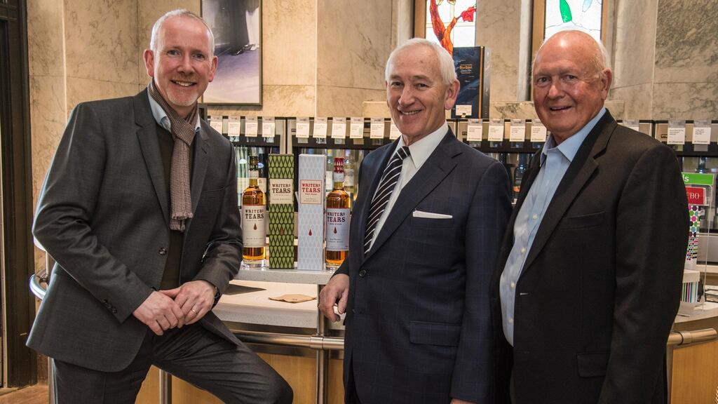 Bernard Walsh, managing director of Walsh Whiskey Distillery; Jan Westcott, chief executive, Association of Canadian Distillers, Spirits Canada; and Russell Woodman, chief executive, Woodman Wines & Spirits