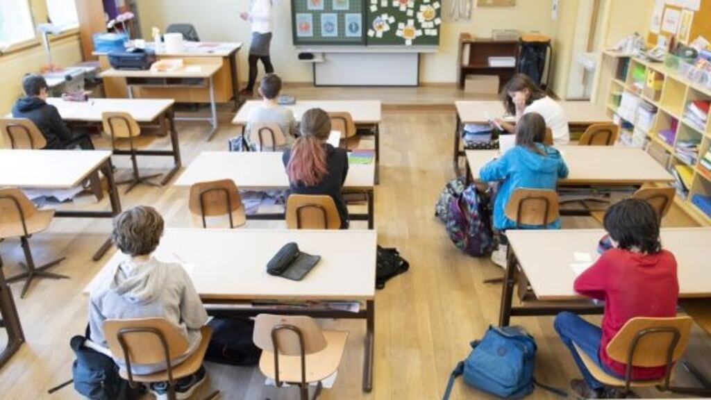 The recruitment of hundreds of additional teachers will see primary school class sizes fall to their lowest on record from next year. Photograph: Laurent Gillieron/ EPA