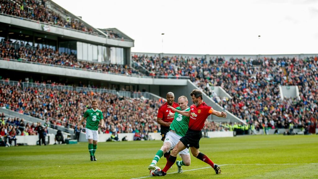 The Liam Miller Tribute Match between Celtic Ireland Legends and Manchester United Legends took place at Páirc Uí Chaoimh in Cork in September. Photograph: James Crombie/Inpho