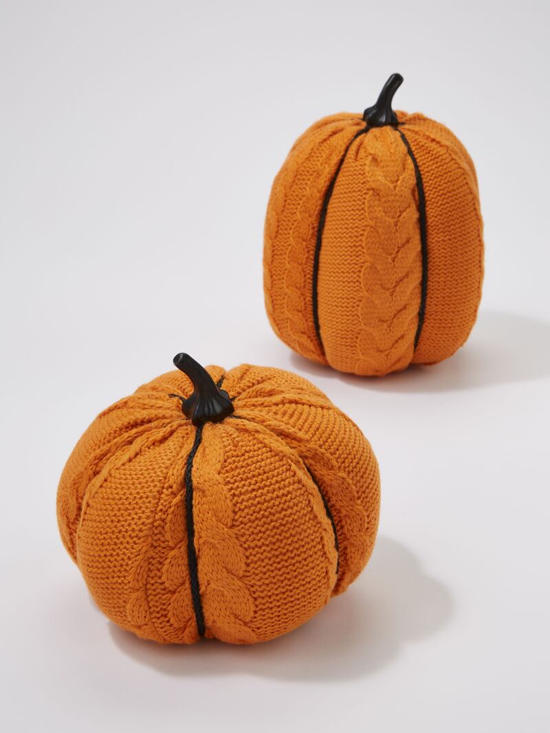 Very Home Set of 2 cable-knitted pumpkins, €34.99 at Very.ie
