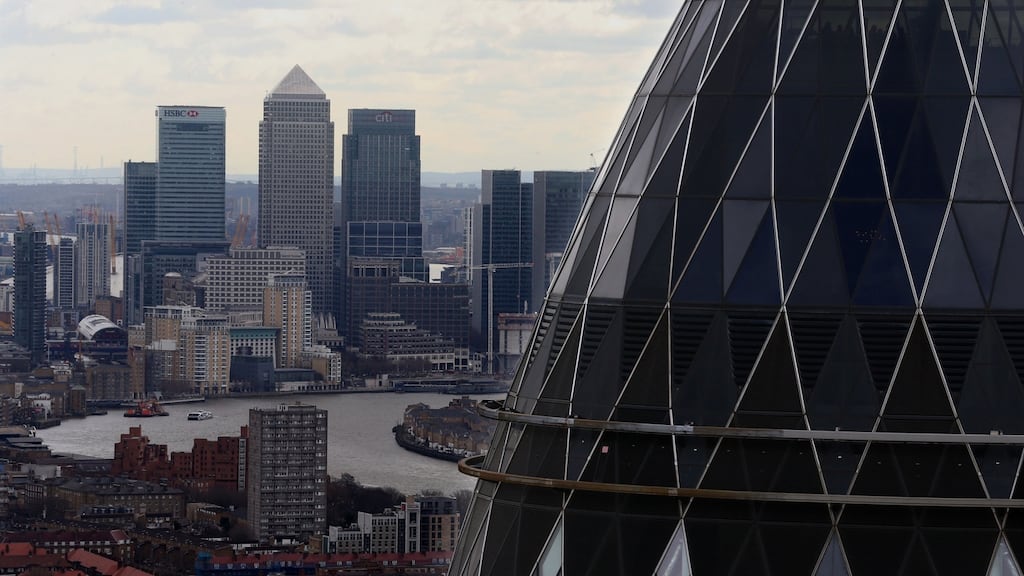 London skyline: Investment banks including Barclays, Bank of America Merrill Lynch and Citigroup revealed during the summer that they plan to expand their Irish operations as they prepare for the UK to quit the EU in March 2019. Photograph: Chris Radburn/PA