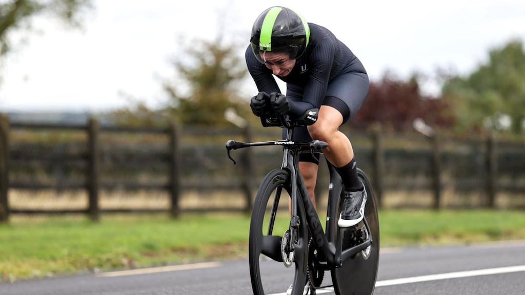 Eve McCrystal in action during the time-trial at the Cycling Ireland National Championships in Wicklow. Photograph: Laszlo Geczo/Inpho
