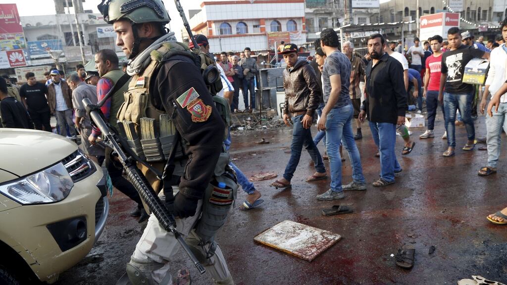 The site of suicide blasts in Baghdad’s Sadr City on February 28th, 2016. Photograph: Reuters/Wissm al-Okili