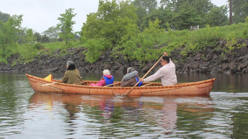 Replica Grandfather Akwiten canoe which the Maliseet community has offered to Galway as a mark of thanks for returning their original.