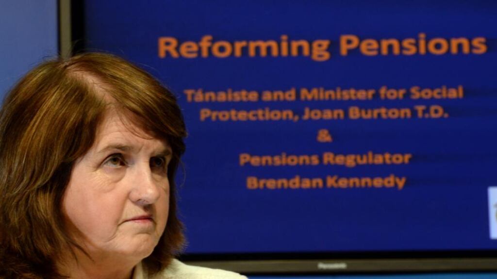 Joan Burton: she warned that failure to reform pensions would endanger “the retirement income of current and future pensioners”