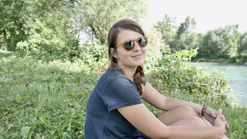 Sara Kosirnik, Greenpeace Slovenia, at the Sava river on the outskirts of Llubljana. Photograph: Amanda Coakley