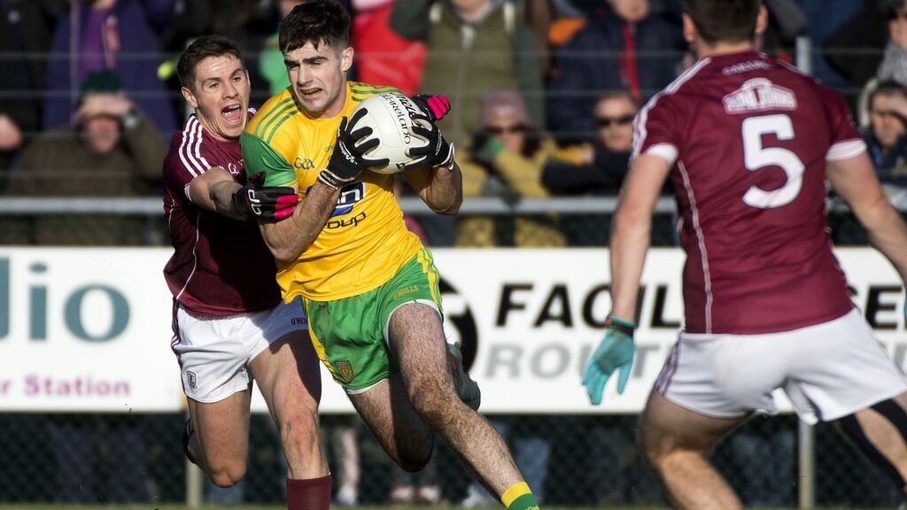 Caolan McGonagle’s late goal helped Donegal complete a comeback against Meath in Ballybofey. Photograph: Evan Logan/Inpho