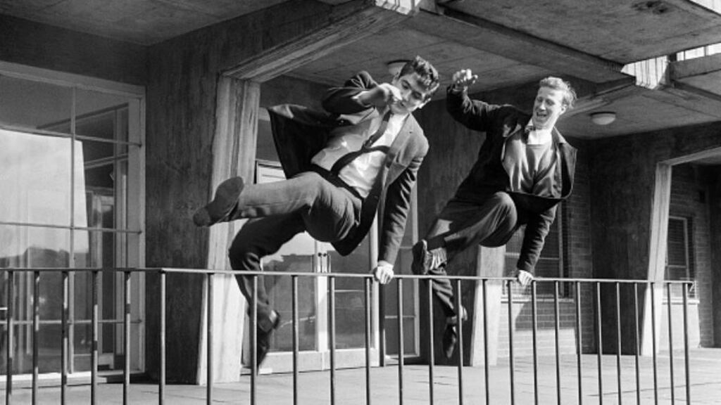 Former Leeds United and England team mates Jackie Charlton and Norman Hunter pictured in 1965. File photograph: Getty Images