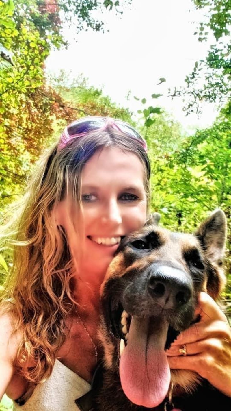 Sinead her German Shepherd dog Flossie. Photograph: Sandra Lyons