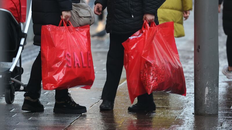 Shoppers laden with purchases on St Stephen’s Day. Photograph: Nick Bradshaw/The Irish Times