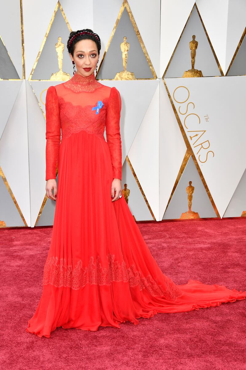 Ruth Negga in custom Valentino. Photograph: Frazer Harrison/Getty Images