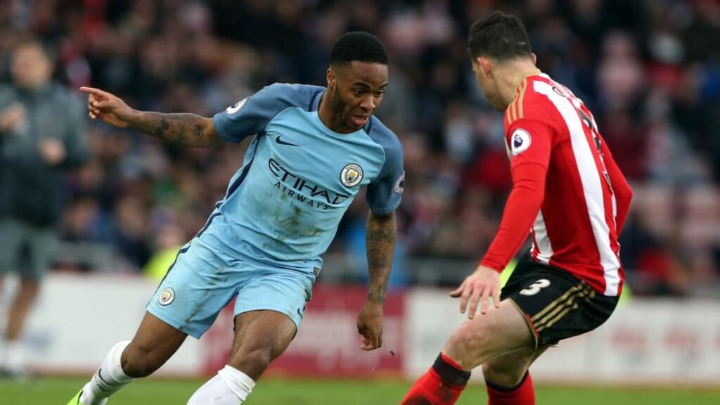 Raheem Sterling is set to return to the Manchester City side for the FA Cup quarter-final against Middlesbrough on Saturday. Photograph: Nigel Roddis/EPA