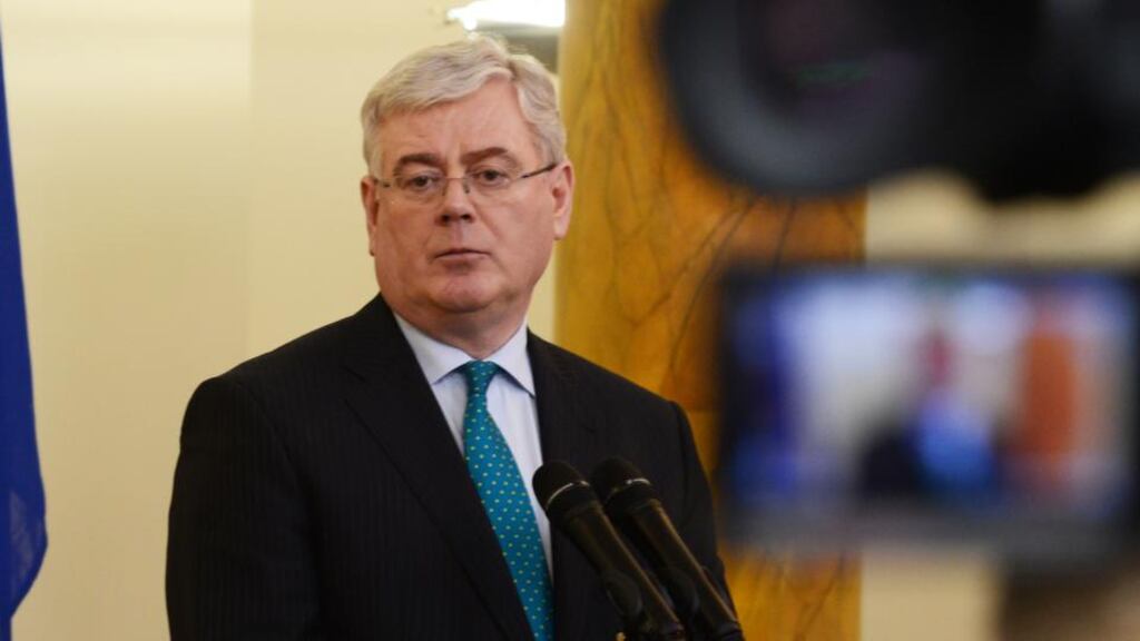 Speaking at the formal launch at Government Buildings of the latest OECD report on Ireland, Tánaiste Eamon  Gilmore presented an upbeat picture of Ireland’s economic prospects for the year ahead.   Photograph: Cyril Byrne
