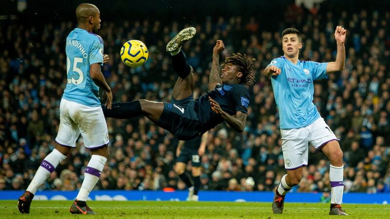 Moise Kean attempts an overhead. Photo: Peter Powell/Getty Images