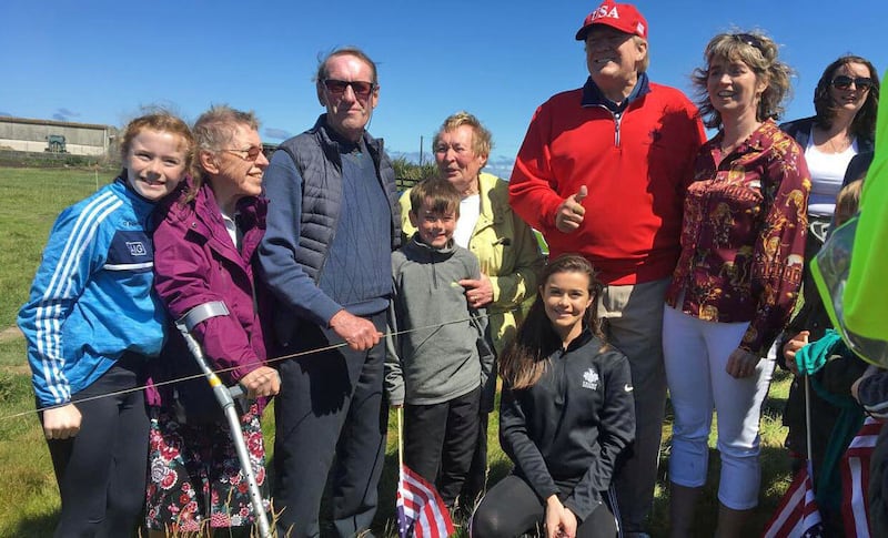 Residents, pupils and teachers from Clohanes National School meet US president Donald Trump at his golf resort in Doonbeg, Co Clare. Photograph: PA Wire