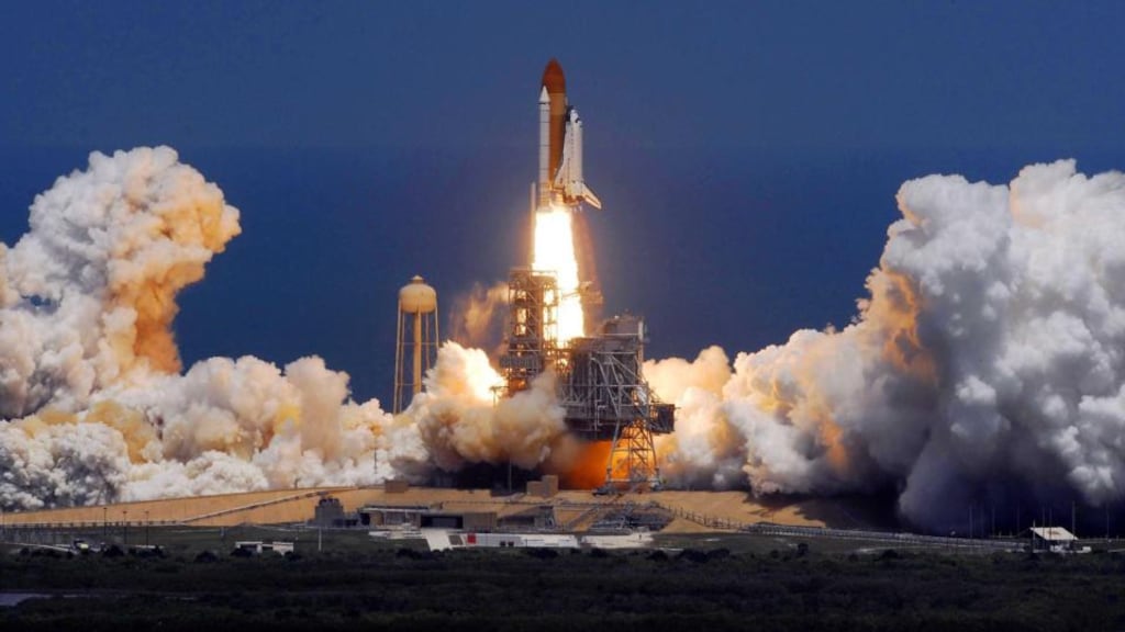 From Roman chariots to outer space: the Atlantis space shuttle takes off at Cape Canaveral, Florida. Photograph: Craig Rubadoux/AP