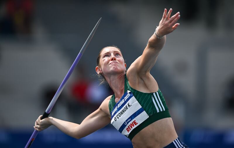 Ireland's Kate O'Connor during the javelin event in the heptathlon at the World University Games in Bochum, Germany. Photograph: Shauna Clinton/Sportsfile