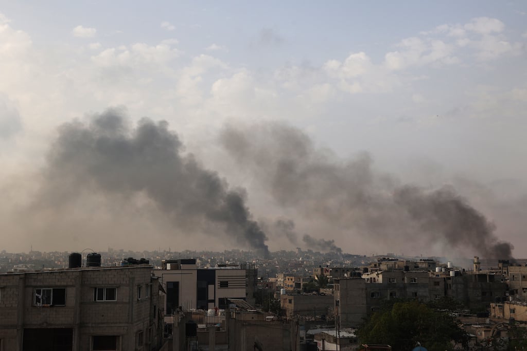 Smoke billows following Israeli strikes in Rafah city in the southern Gaza Strip. Photograph: Eyad Baba/AFP/Getty Images